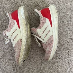 Red & White Ultraboosts size 7Y/8 Women’s
